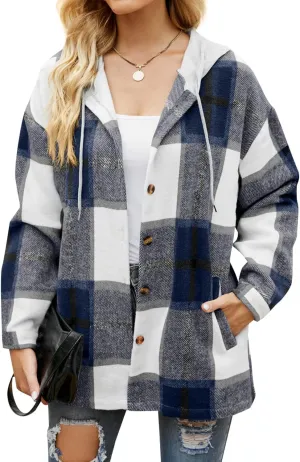 YOCUR Womens Flannel Shirts Plaid Button Down Shirt Casual Lapel Long Sleeve Outwear Warm Fall Winter Blouses