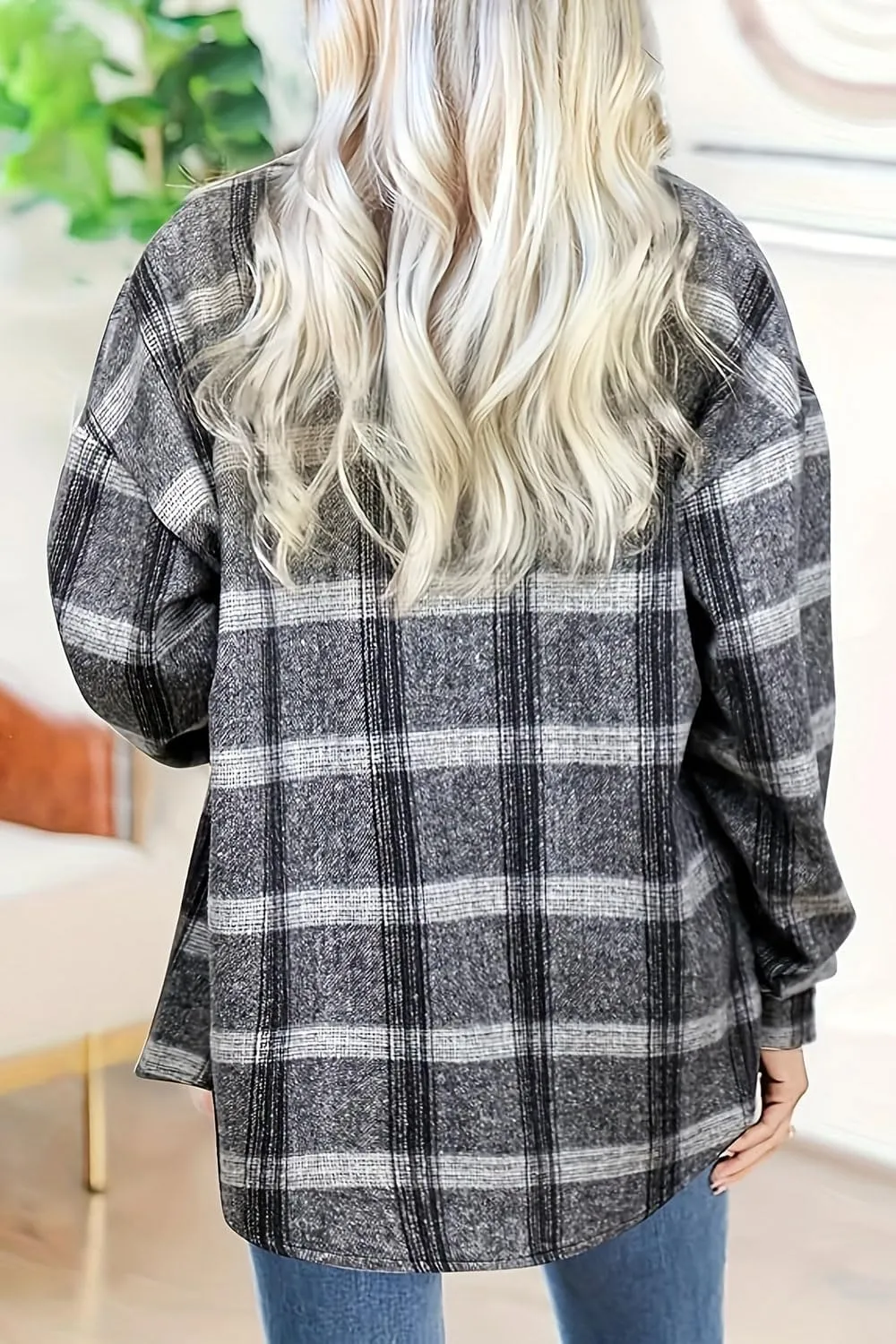 YOCUR Womens Flannel Shirts Plaid Button Down Shirt Casual Lapel Long Sleeve Outwear Warm Fall Winter Blouses