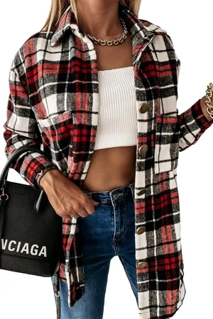 YOCUR Womens Flannel Shirts Plaid Button Down Shirt Casual Lapel Long Sleeve Outwear Warm Fall Winter Blouses