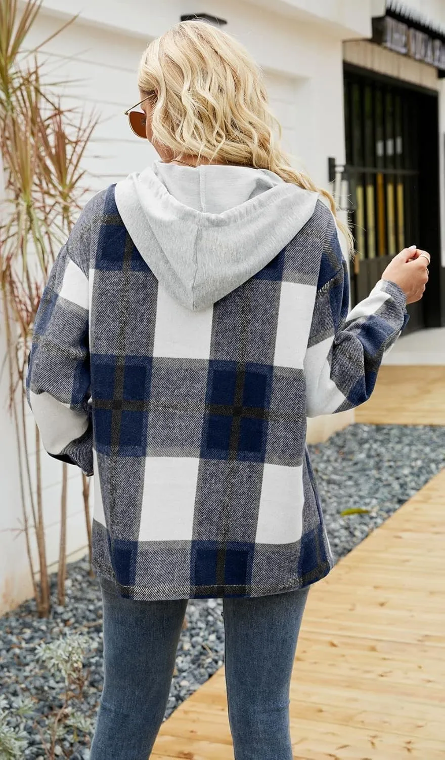 YOCUR Womens Flannel Shirts Plaid Button Down Shirt Casual Lapel Long Sleeve Outwear Warm Fall Winter Blouses