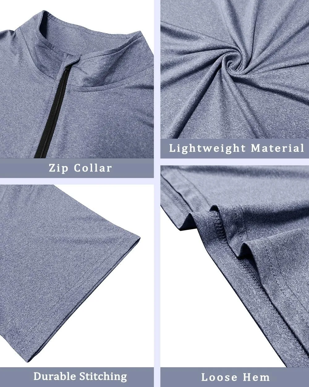 YOOHOO Men's Stretch Polo Shirts Quick Dry Zipper Short Sleeve Athletic Sports T Shirts