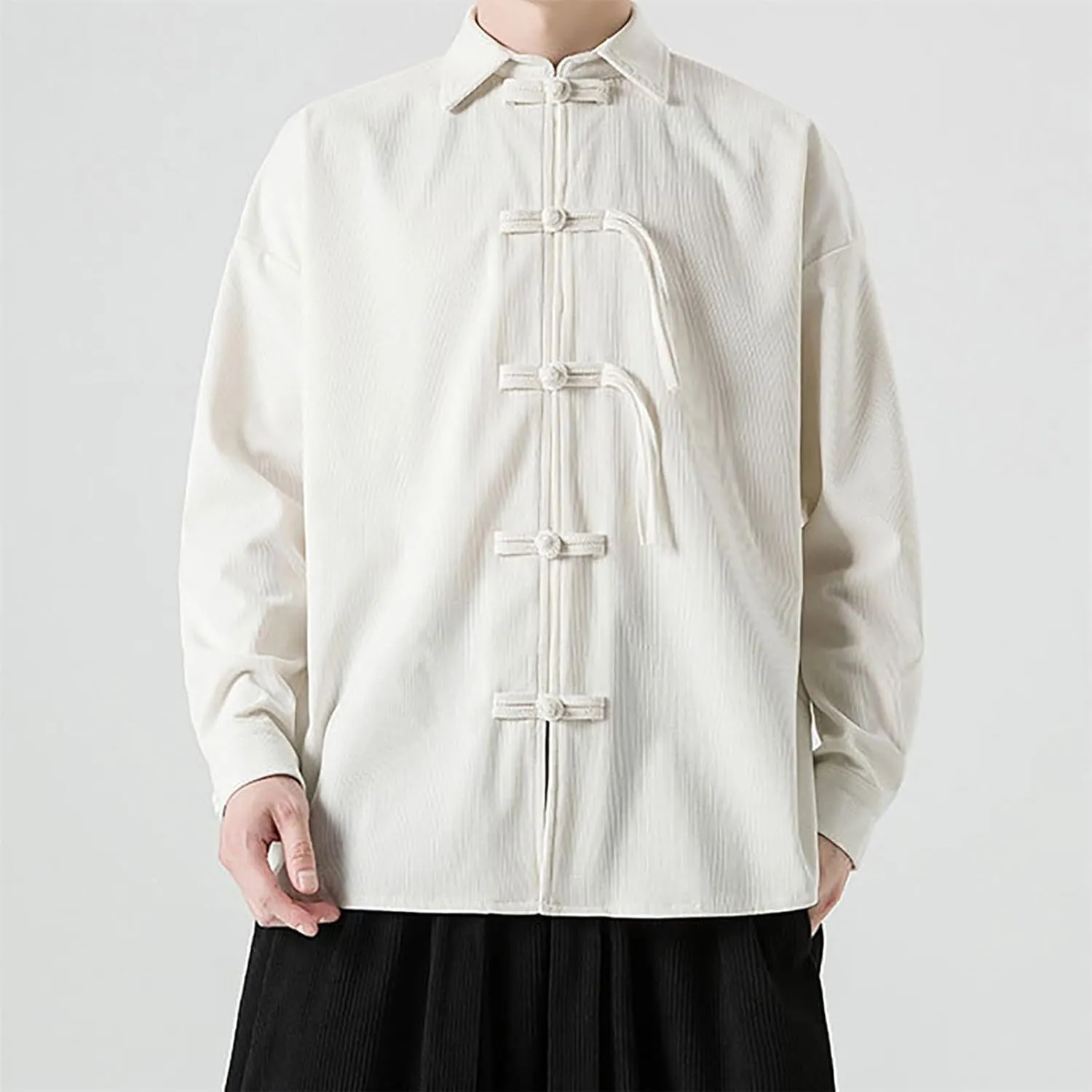 ZYXTIM Tai Chi Clothing Kung Fu Chinese Traditional Uniform Tops Luxury Flowered Printed Button Down Satin Shirt Big&Tall